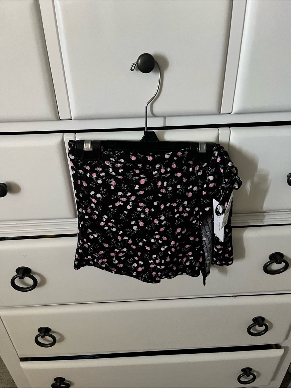 Girls' Black Floral Skort with Pink Accents
